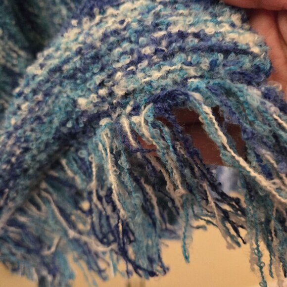 Cerulean By Blue Diamond NWT Blue Space Dye Knit Turtleneck Poncho One Size - Picture 3 of 7